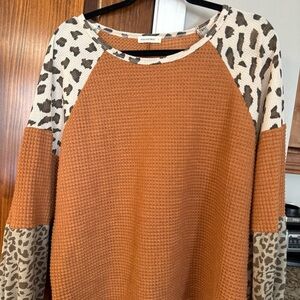 Women's Animal Print and Rust Tunic Top